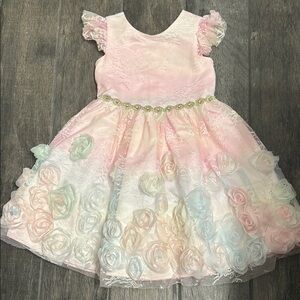 Girls Pastel Floral Lace Dress - size 5